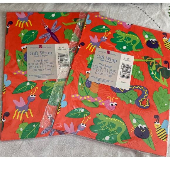 American Greetings Other - Vintage Unopened Sheets Of Gift Wrap Paper Bug Insect Design 8.33 Sq. Ft Each